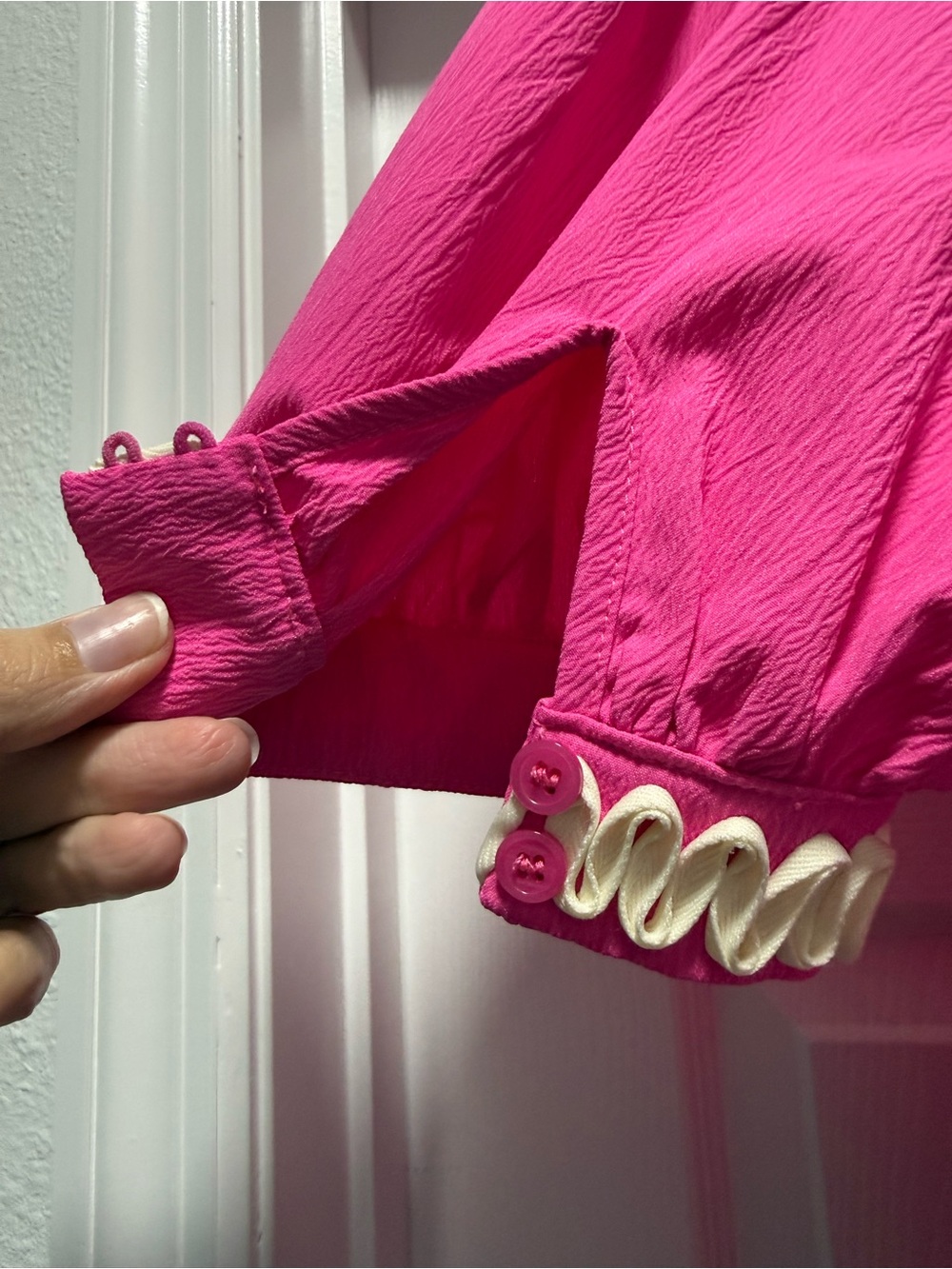 JODIFL Hot Pink Ruffled Trim Blouse - Picture 7 of 9